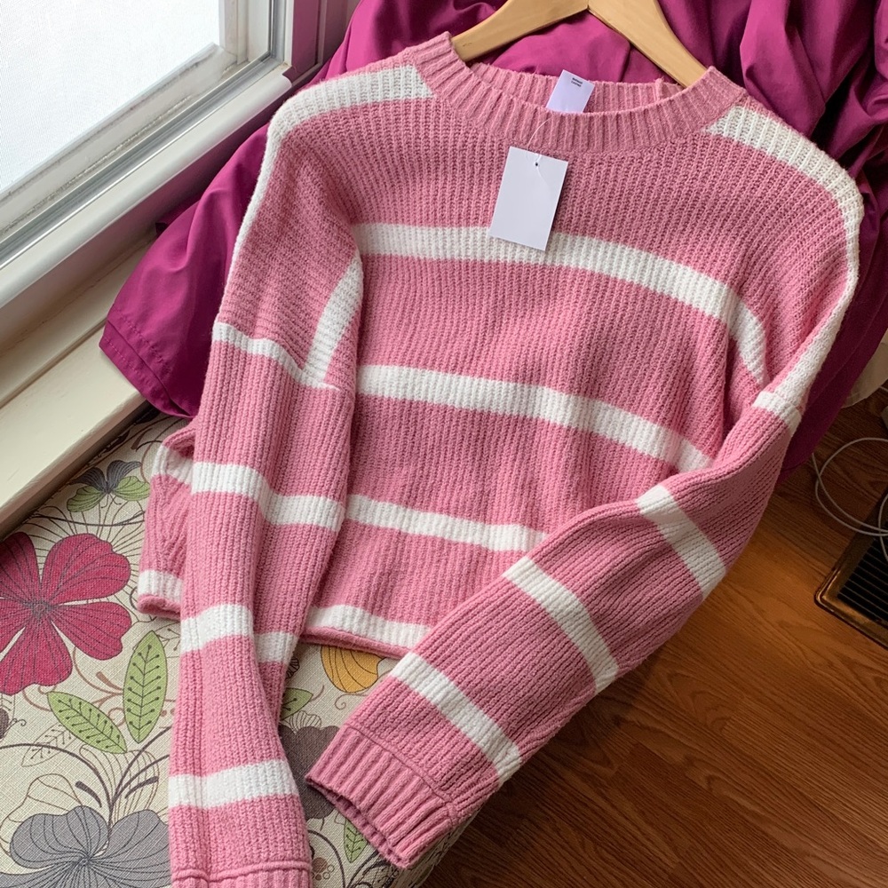 Abound Pink and White Striped Sweater - Picture 9 of 10
